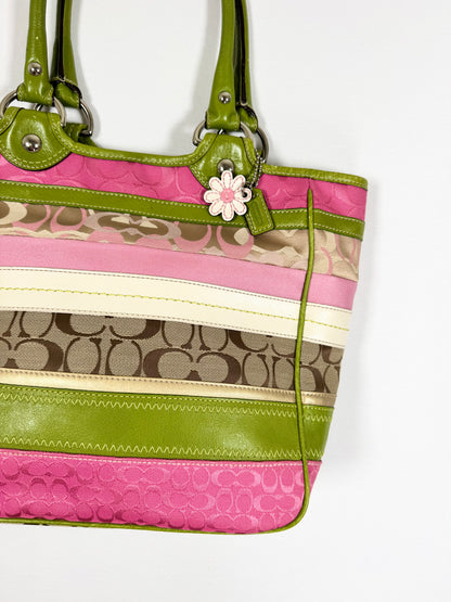 Coach Spring Pink & Green Bleecker Bag ♡