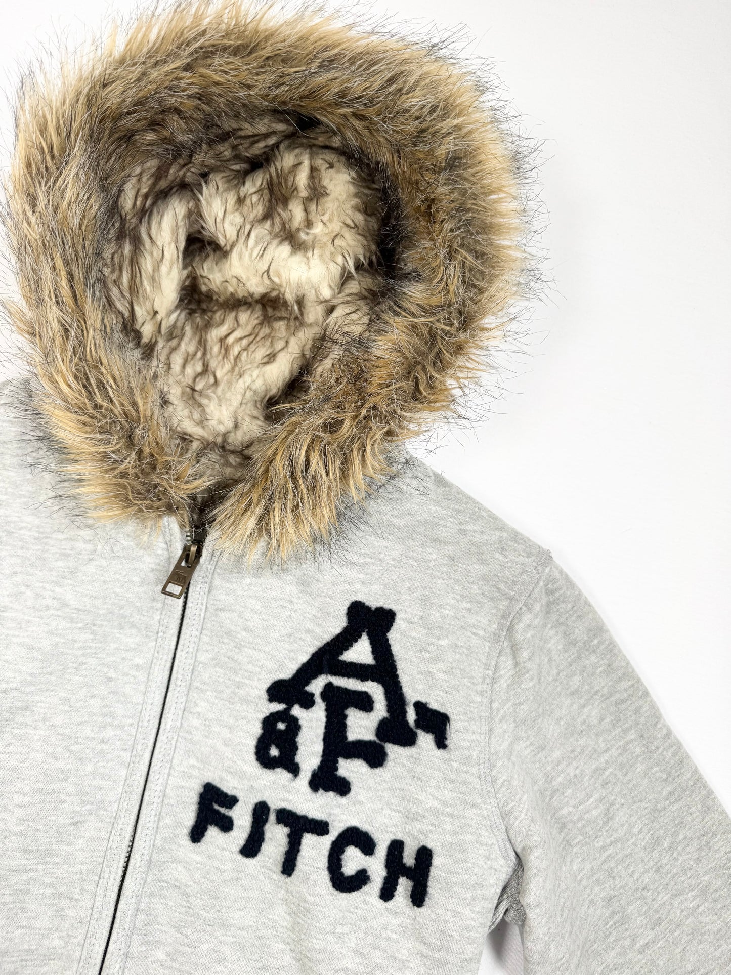 Abercrombie & Fitch Grey Fur Hood Zip Up ♡ L