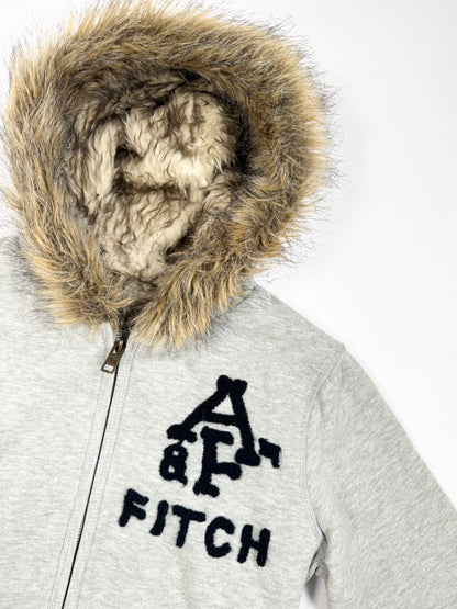 Abercrombie & Fitch Grey Fur Hood Zip Up ♡ L