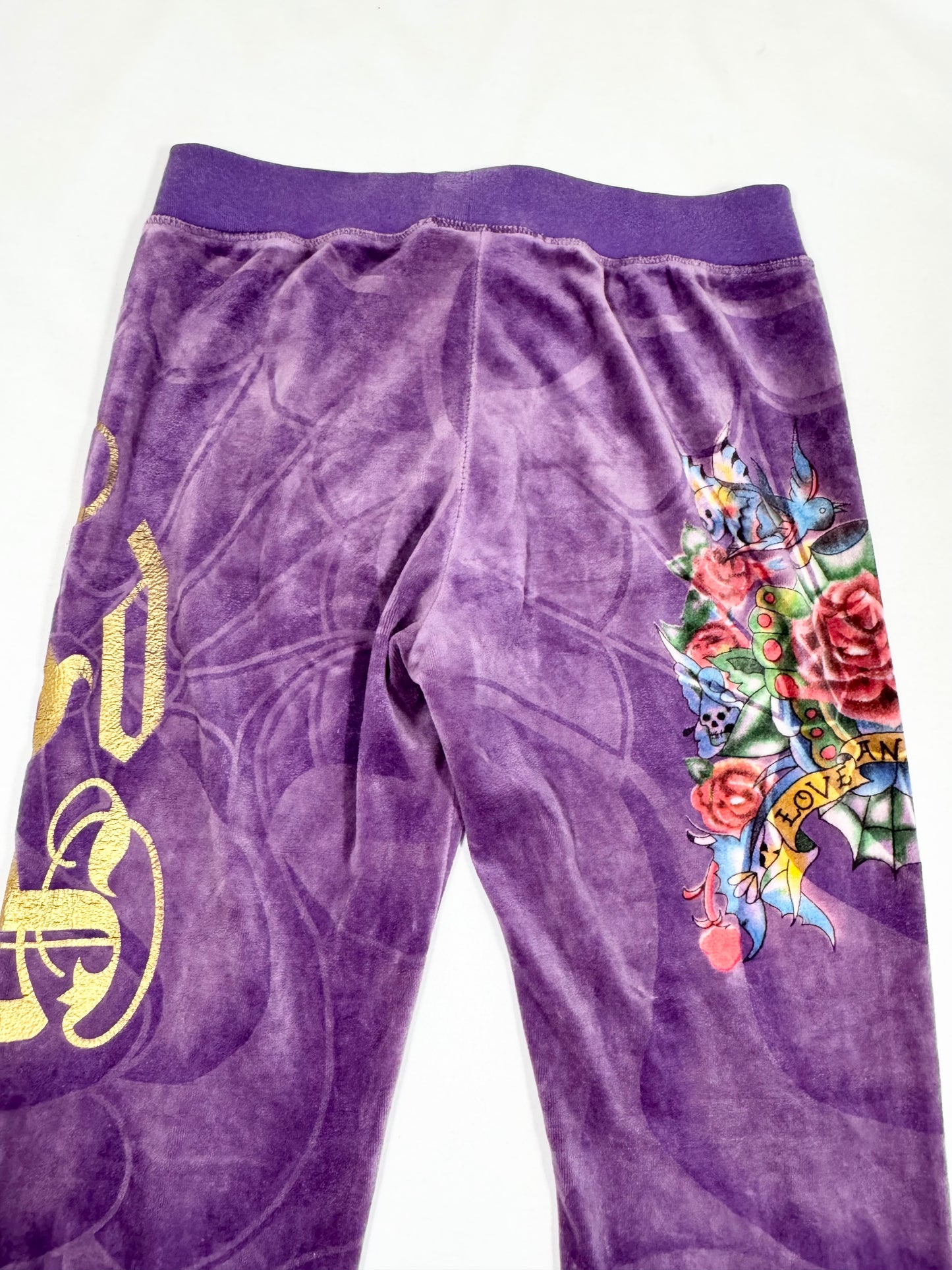 Ed Hardy Purple Velour Trackpants ♡ Size S