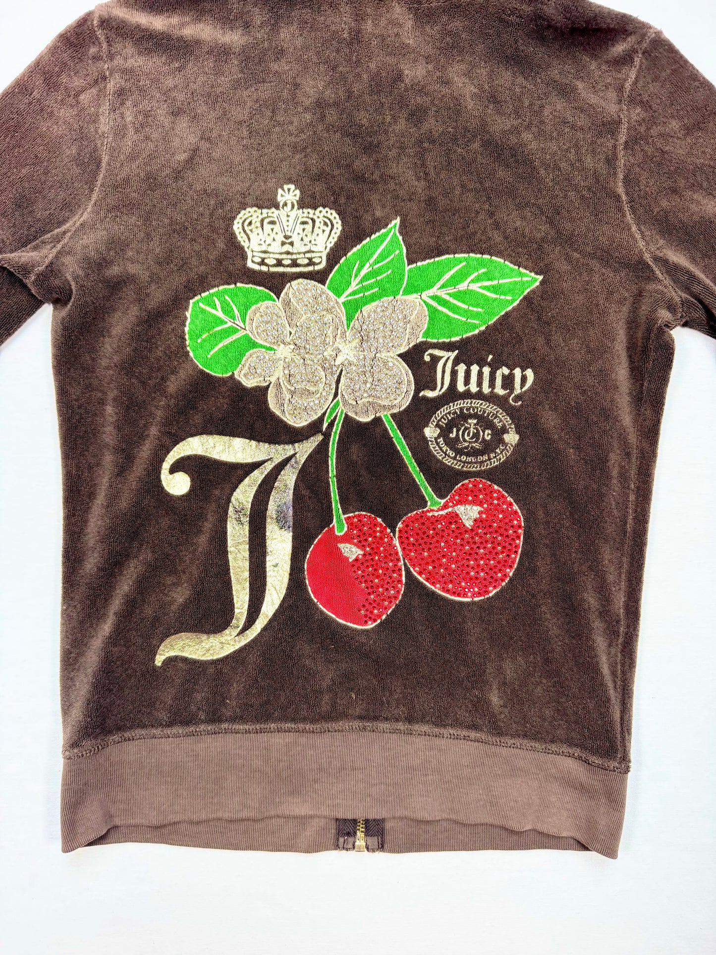 Brown Towelling Cherry Juicy Couture  Zip Up Hoodie ♡ S