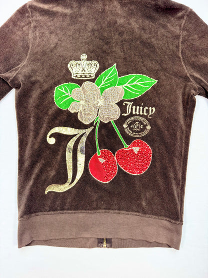 Brown Towelling Cherry Juicy Couture  Zip Up Hoodie ♡ S