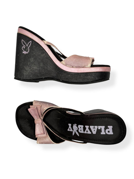 Playboy Wedge Bunny Bow Sandals