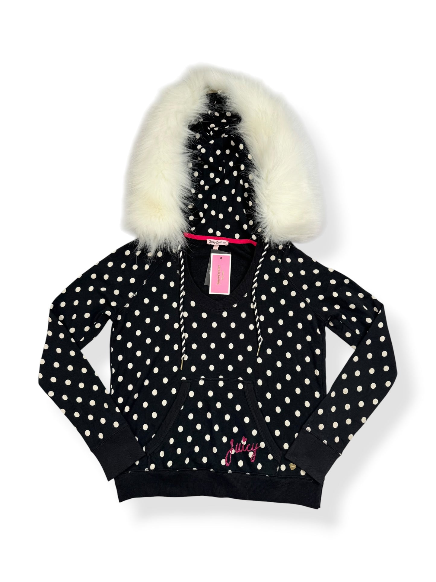 Juicy Couture Polka Dot Fur Hoodie ♡ XS