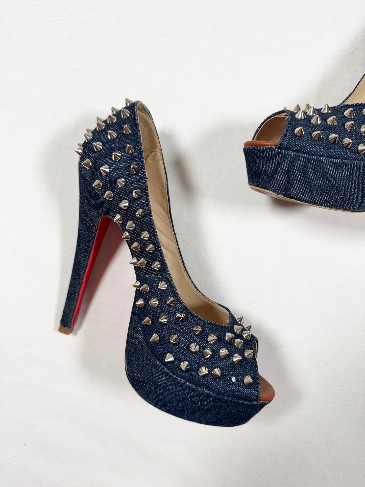 LV Replica Denim Studded Heels ♡ Size 36