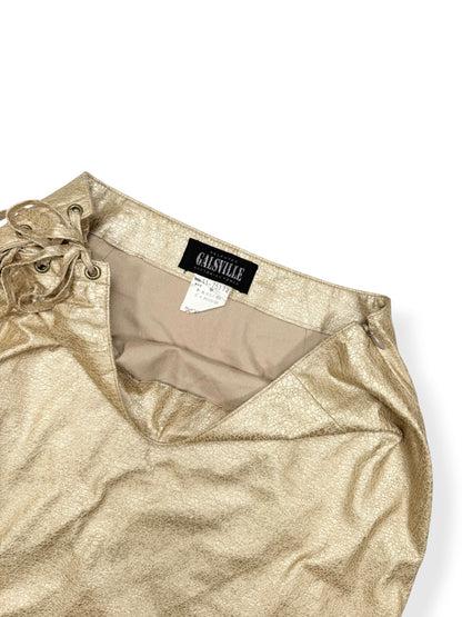 Galsville Gold Faux Suede Midi Skirt ♡ XS