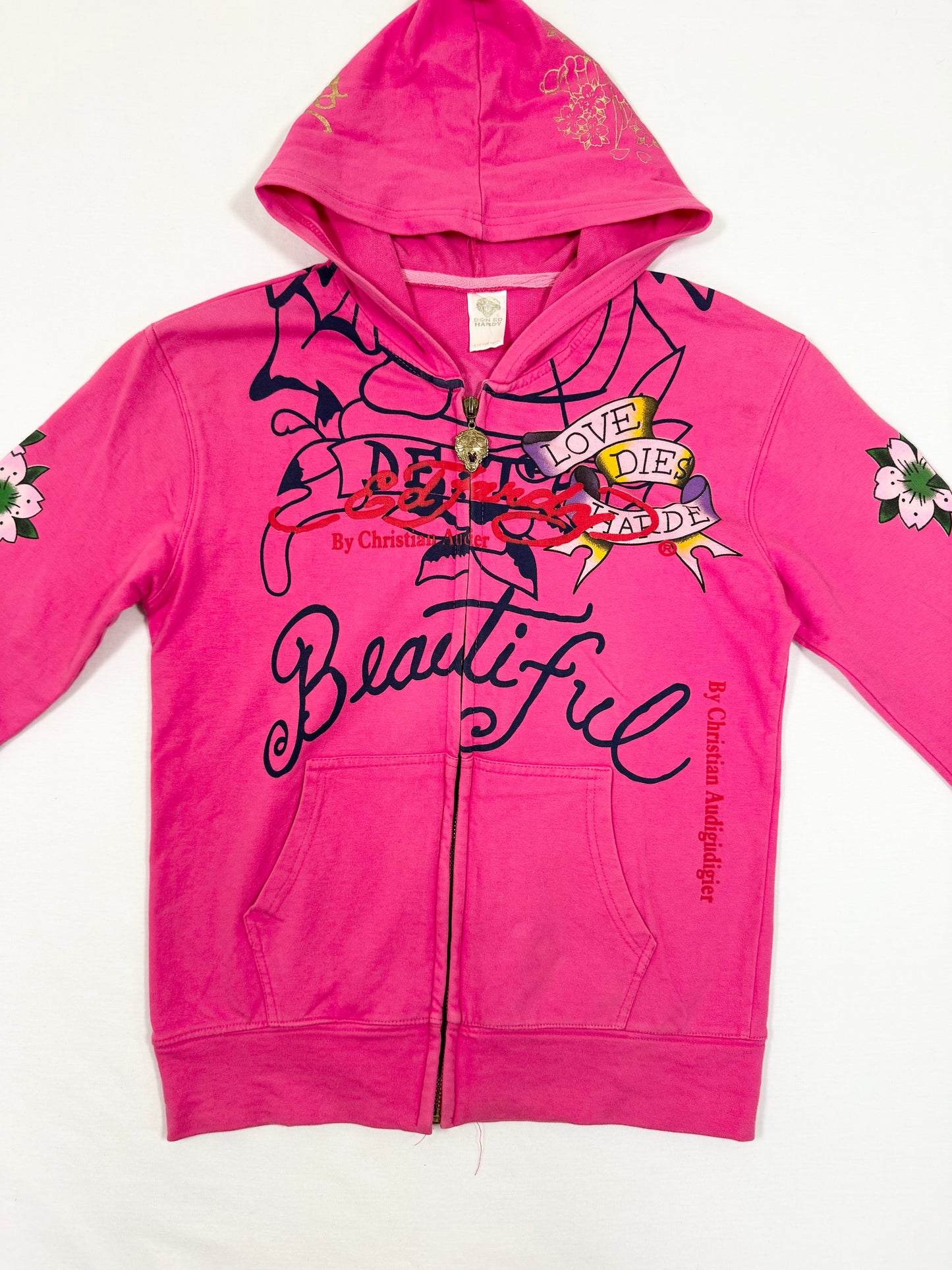 Pink Ed Hardy Zip Up Hoodie ♡ M
