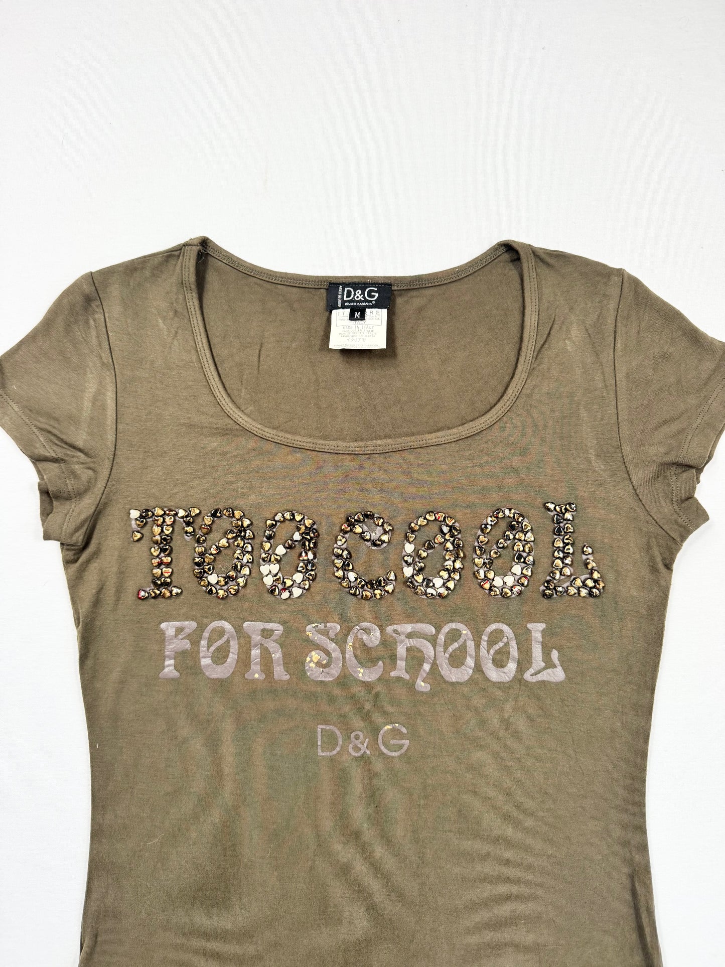 D&G “Too Cool For School” Khaki Tee ♡ M