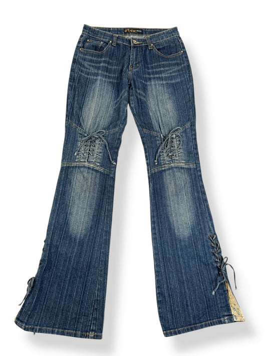 Lace Up Flared Jeans ☆ S
