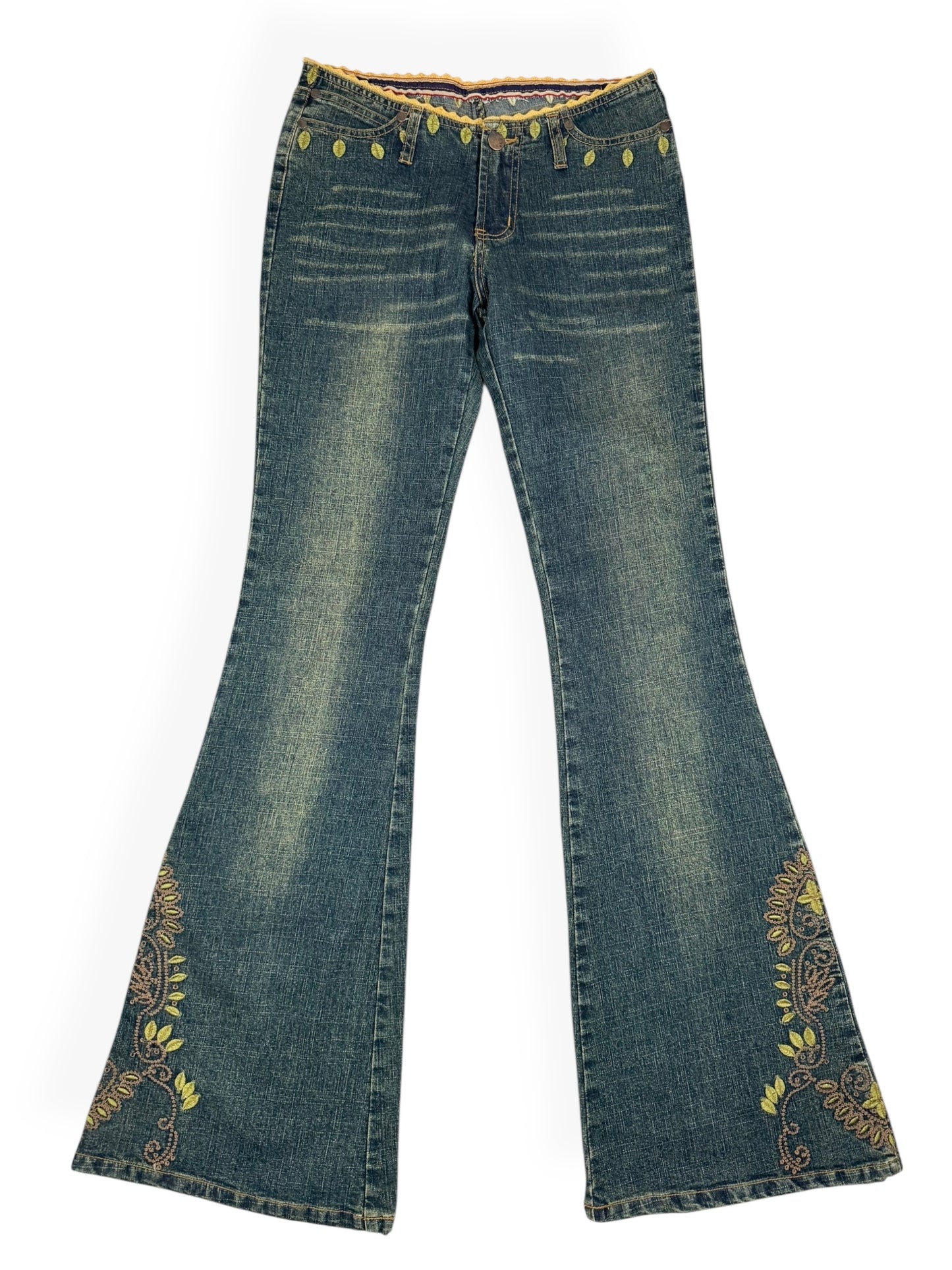 Embroidered Flared Jeans ♡ Size XS