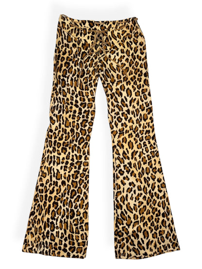 Leopard Suede Waist Flared Pants ♡ Size XS
