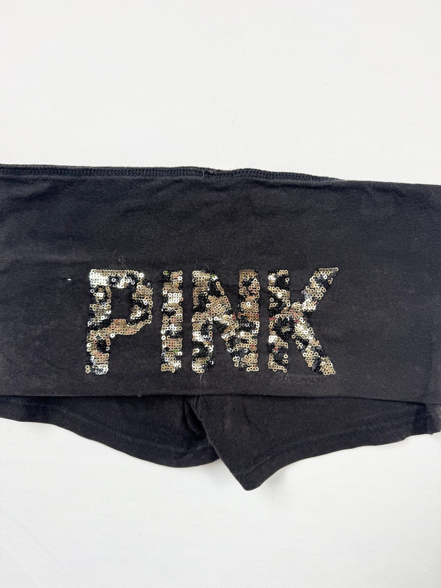 PINK Leopard Sequin Fold Over Shorts ♡ XS