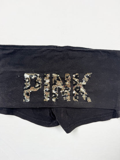 PINK Leopard Sequin Fold Over Shorts ♡ XS