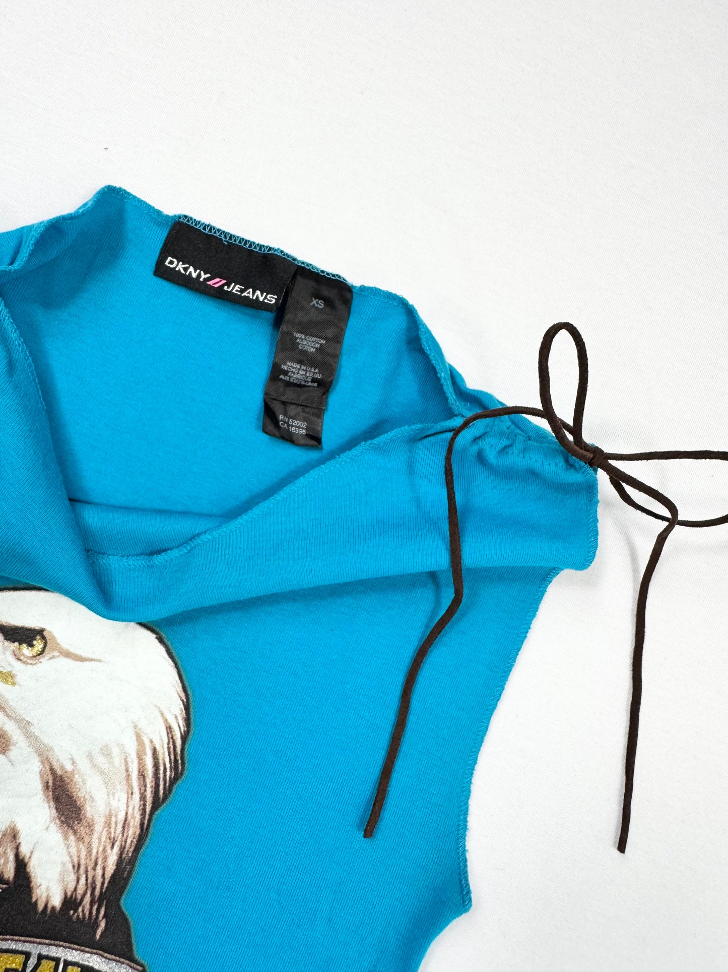 DKNY Jeans Blue Eagle Suede Tie Tank ♡ XS
