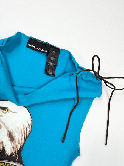 DKNY Jeans Blue Eagle Suede Tie Tank ♡ XS