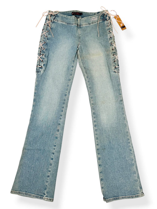 Fetish Pink Lace Up Side Flared Jeans ♡ S/M