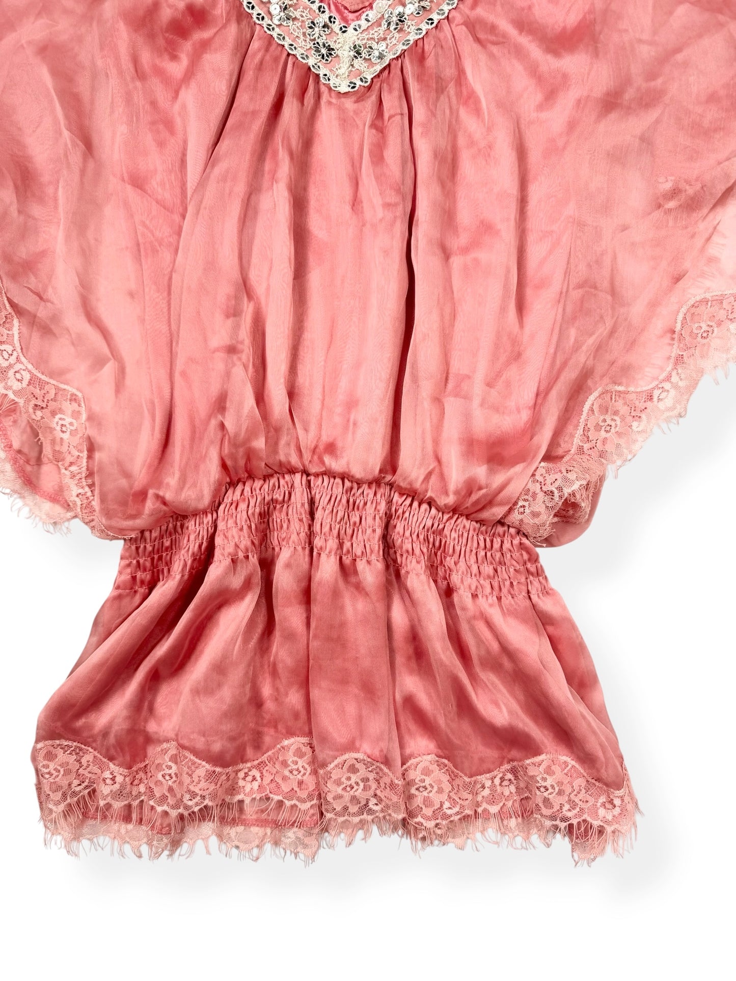 Pink Satin Batwing Top ♡ S/M
