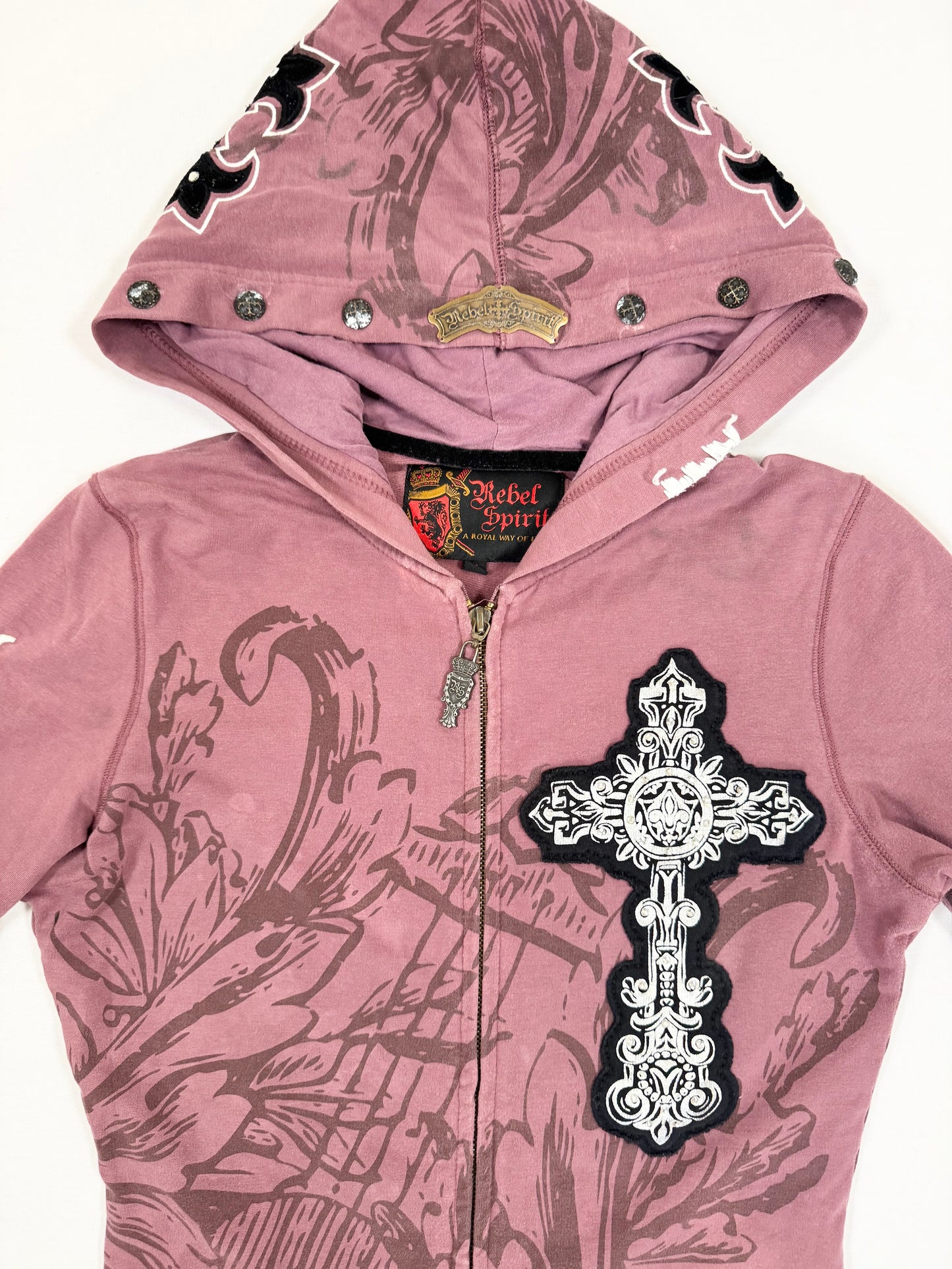 Cross Studded Purple Zip Up Hoodie ♡ S