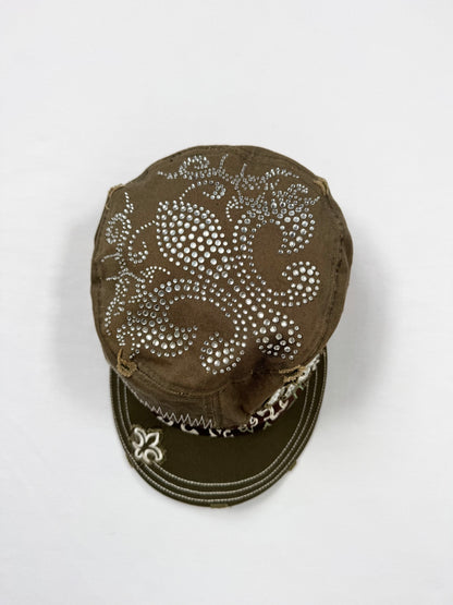 Green Diamanté Cross Cap ♡