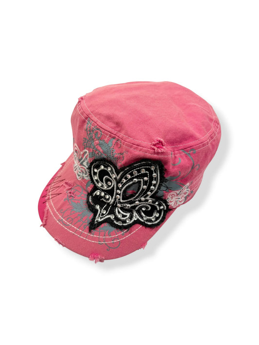 Pink Diamante Cross Cap ♡