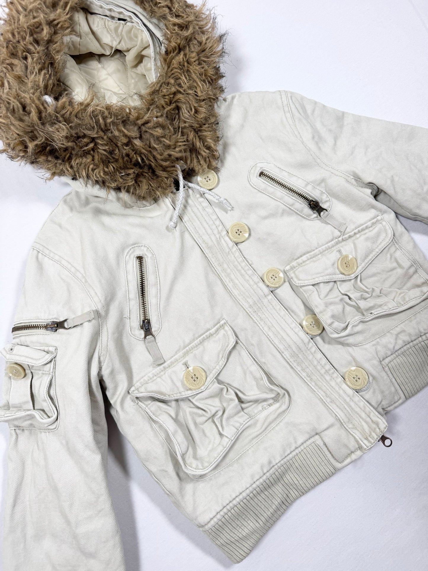 Cropped Fur Hood Jacket