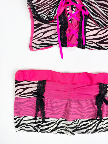 Pink & Zebra Cami Set ♡ S