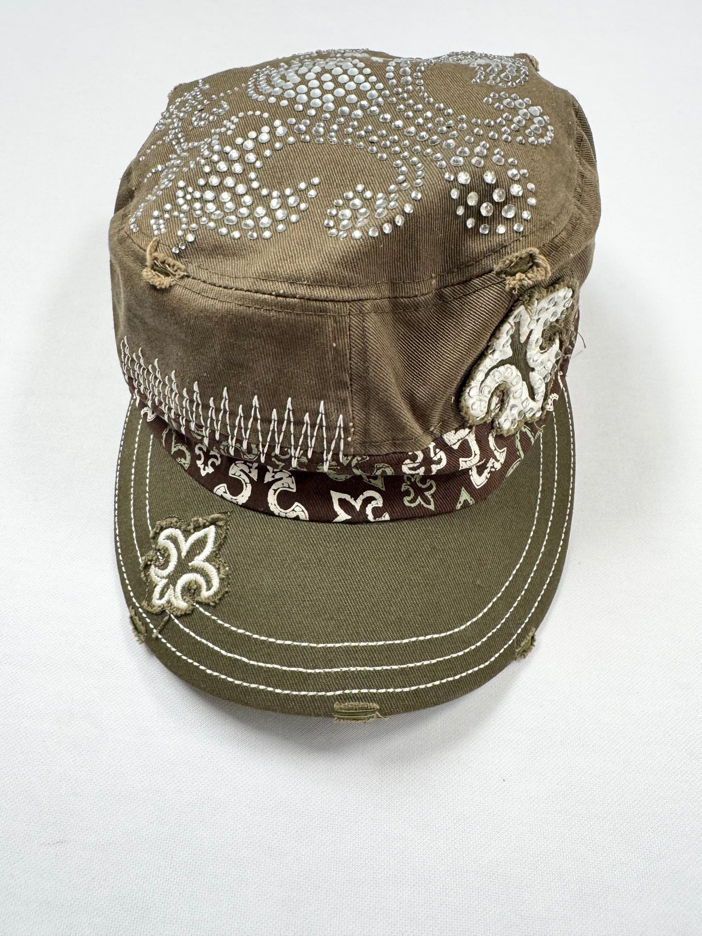Green Diamanté Cross Cap ♡