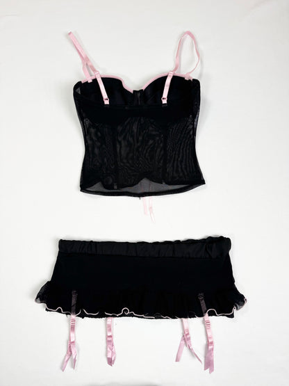 Black Pink Trim Cami Set ♡ XS