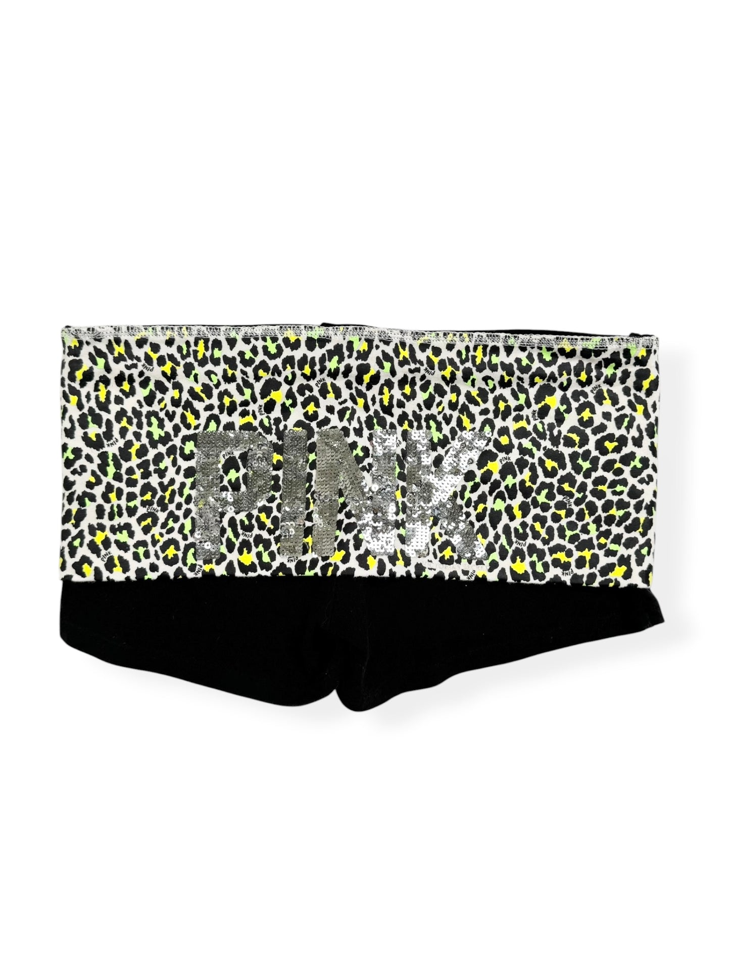 PINK Green Leopard Fold Over Shorts ♡ XS/S