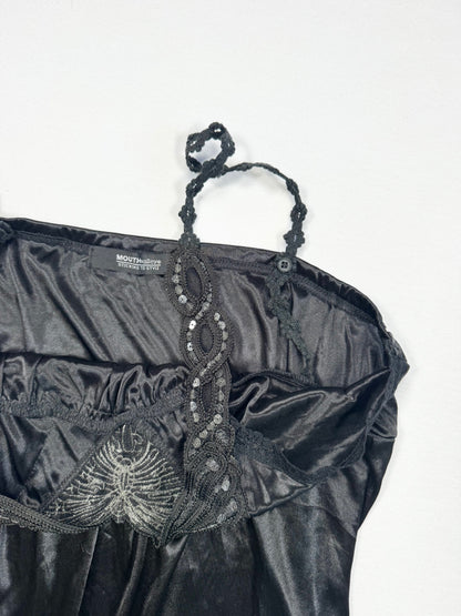 Black Satin Butterfly Cami ♡ S