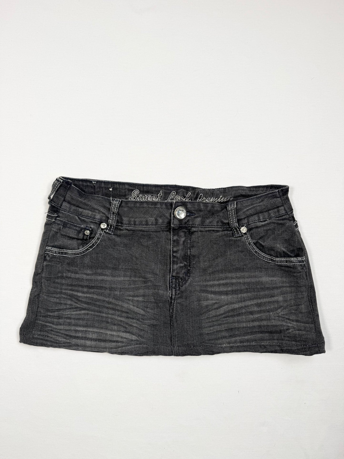 Cross Black Denim Mini Skirt ♡ S/M