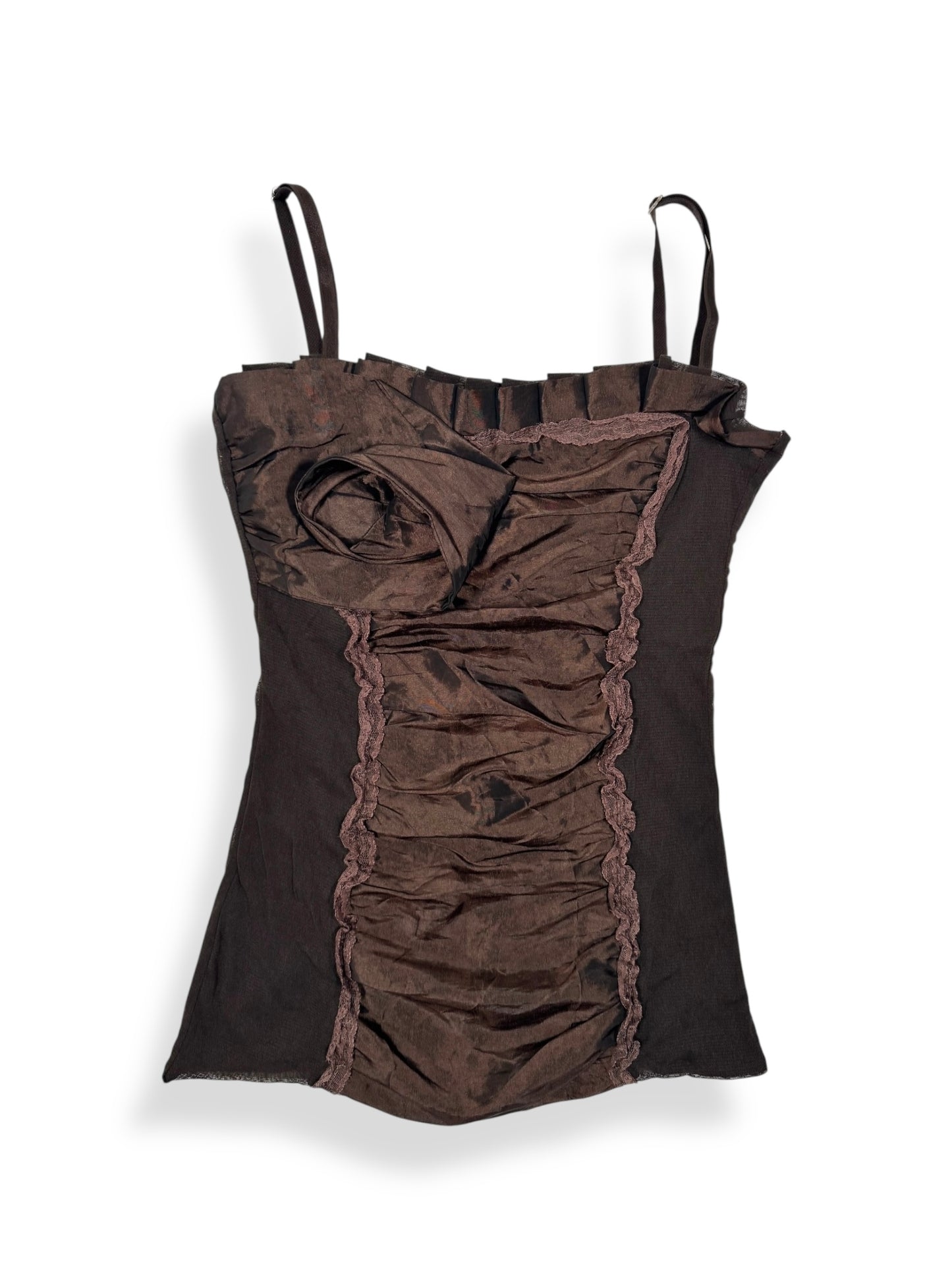 Brown Rose Ruched Cami