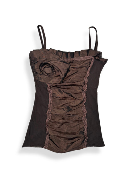 Brown Rose Ruched Cami