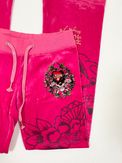 Pink Velour Ed Hardy Tracksuit