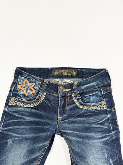 Red Pepper Leopard Floral Flared Jeans ☆ 25”