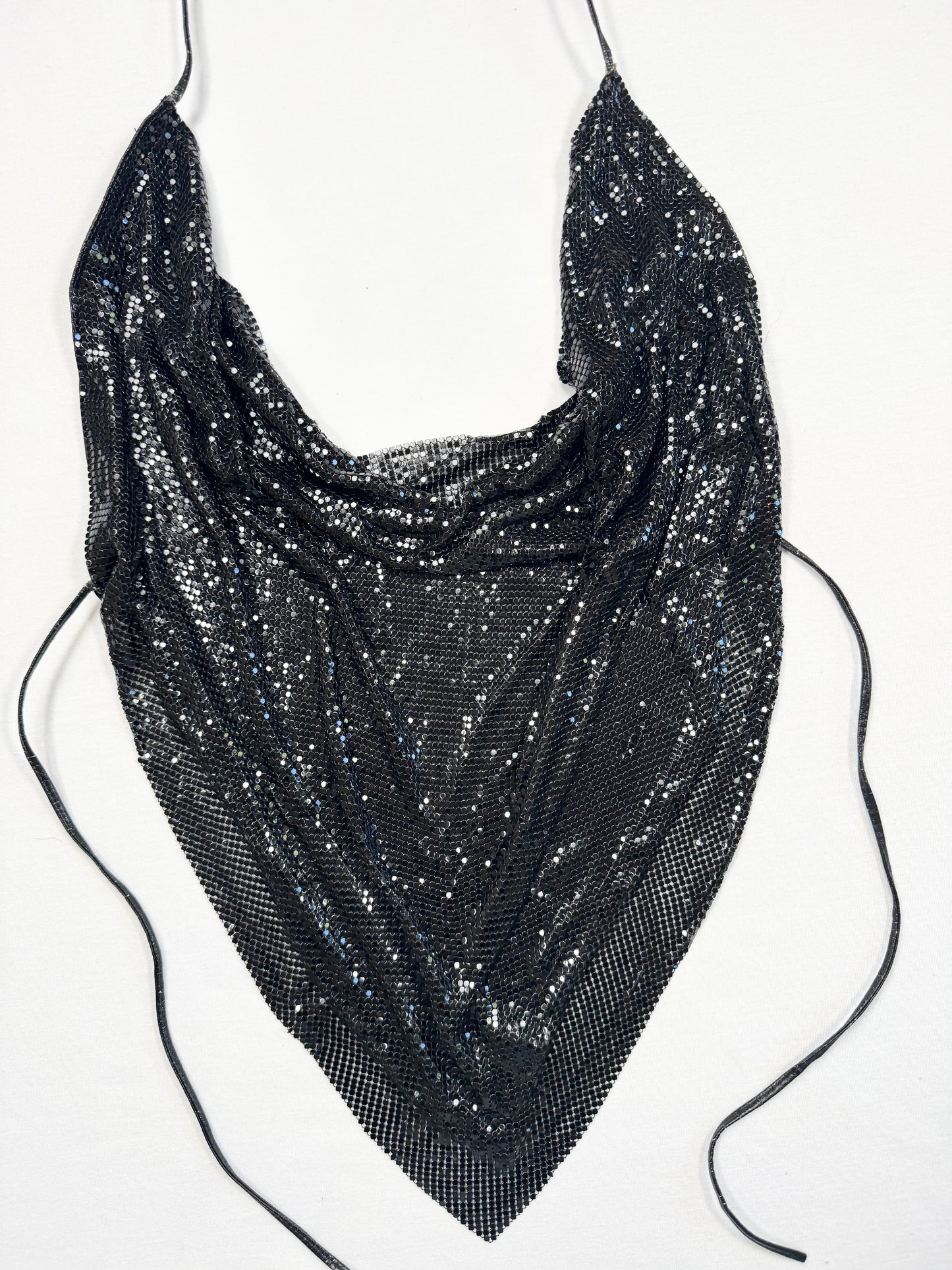 Black Chainmail Open Back Halter ♡ S