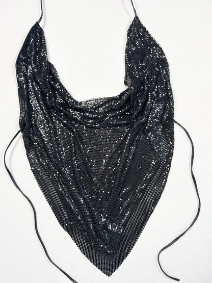 Black Chainmail Open Back Halter ♡ S