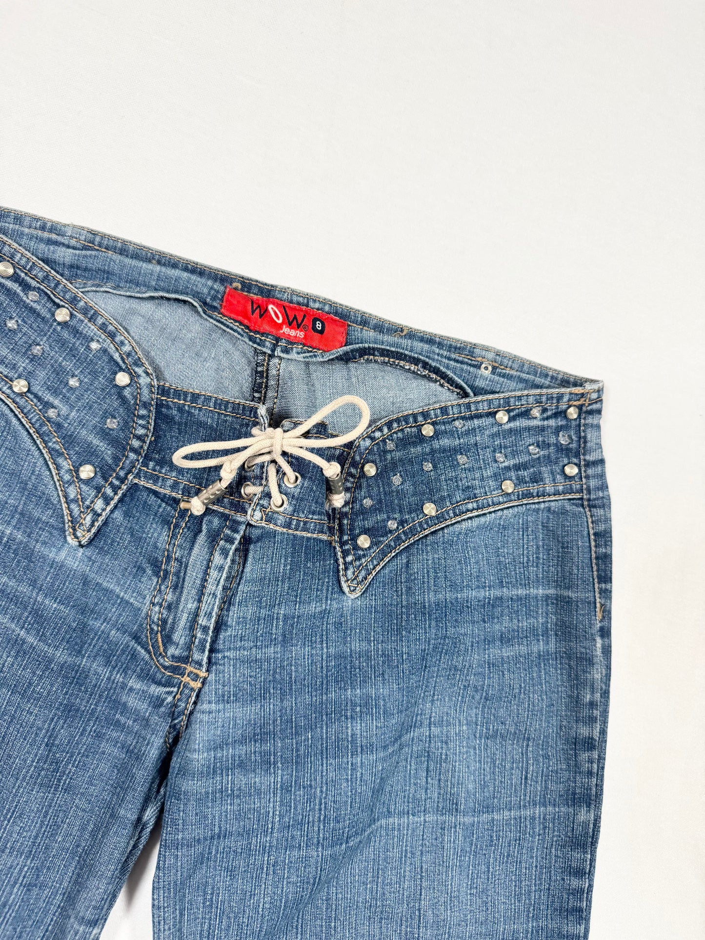 Lace Up Diamanté Waist Flared Jeans ♡ XS