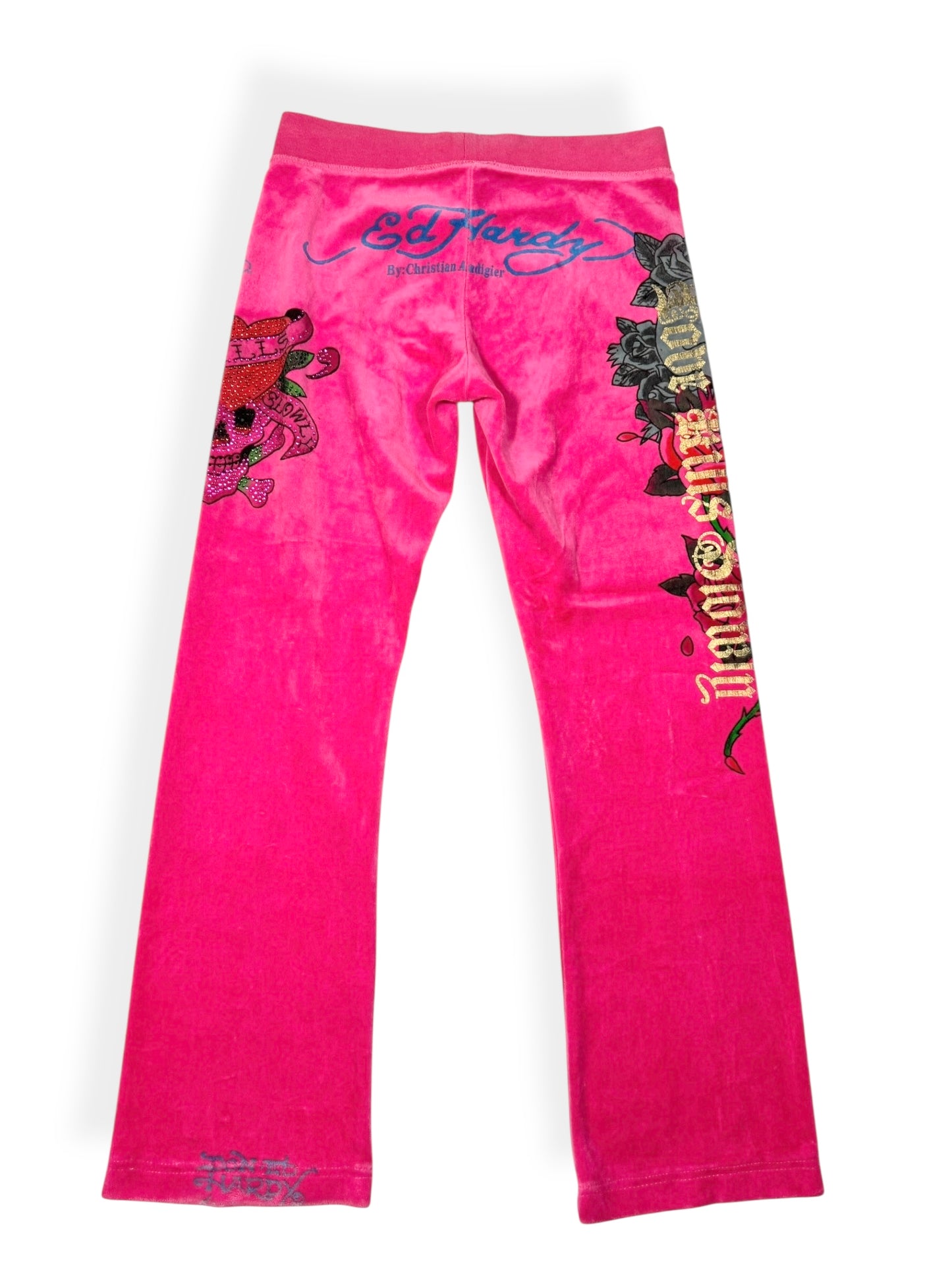Pink Ed Hardy Velour Track Pants