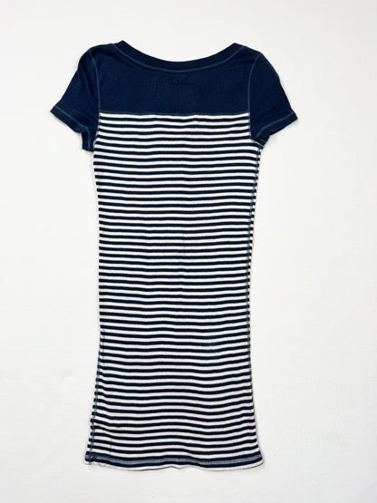 Abercrombie Navy Striped Henley Tee ♡ S