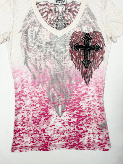 Mcbling Wing Cross Tee ♡ Size M