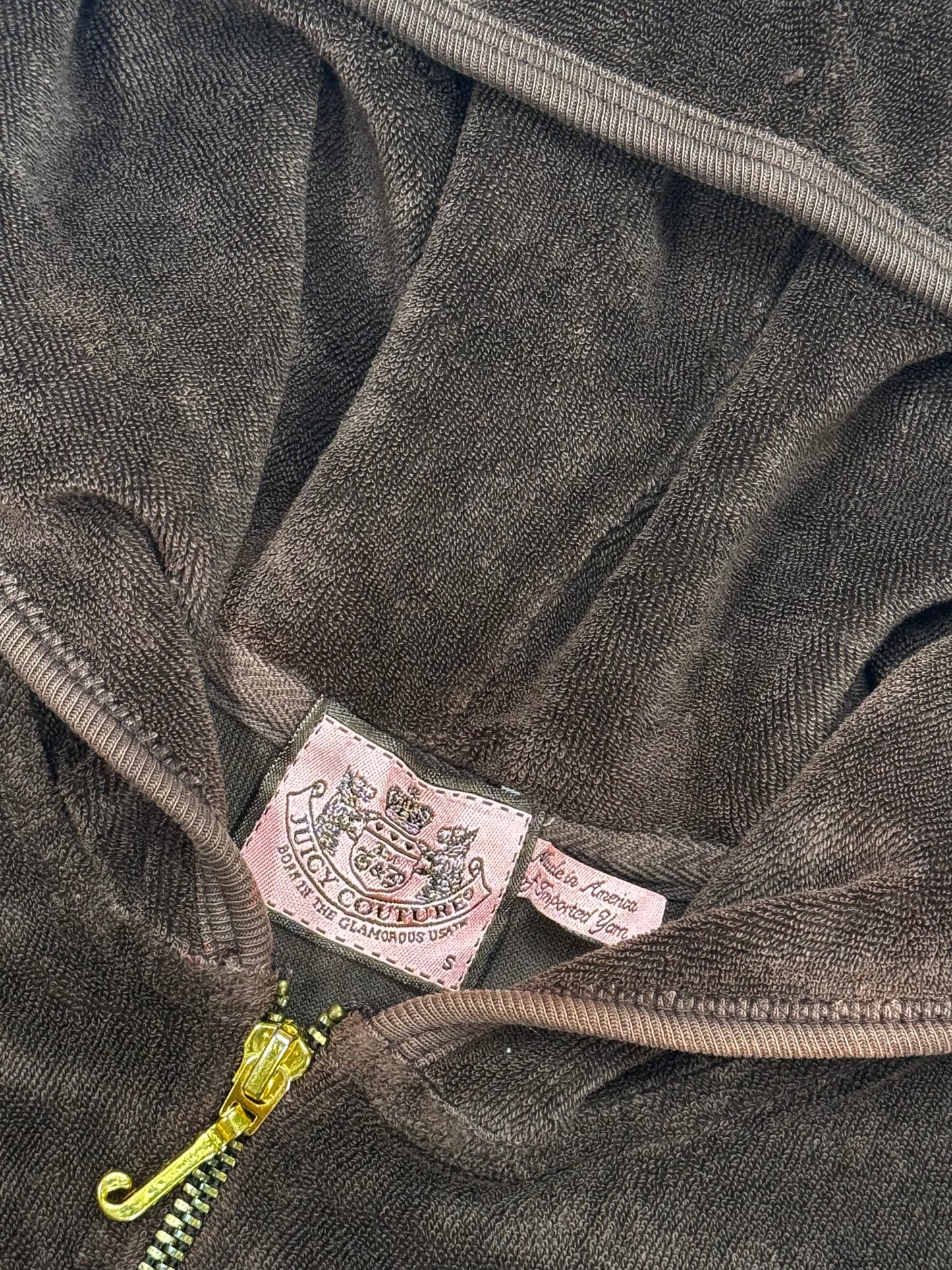 Brown Towelling Cherry Juicy Couture  Zip Up Hoodie ♡ S
