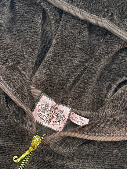 Brown Towelling Cherry Juicy Couture  Zip Up Hoodie ♡ S