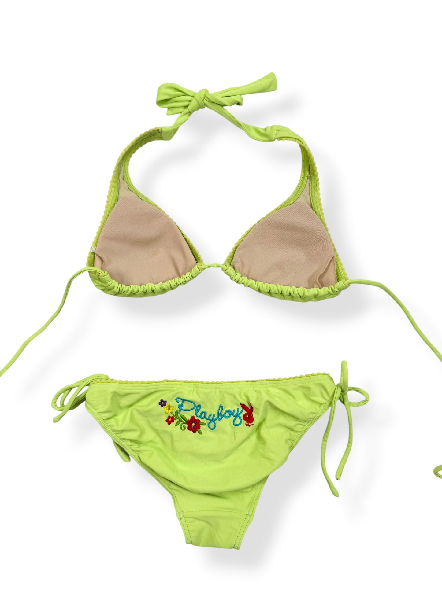 Green Embroidered Playboy Bikini ♡ XS