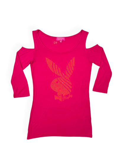 Playboy Cut Out Shoulder Top ♡ Size S
