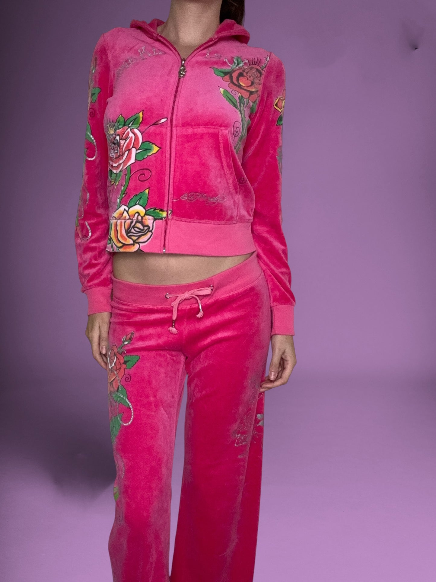 Pink Velour Ed Hardy Tracksuit ♡ M/L