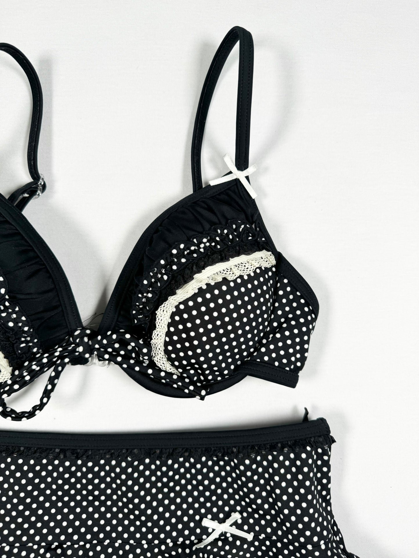 Polka Dot Bow Bikini + Skirt Set