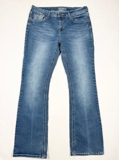 Diamante Cross Flared Jeans ♡ Size L