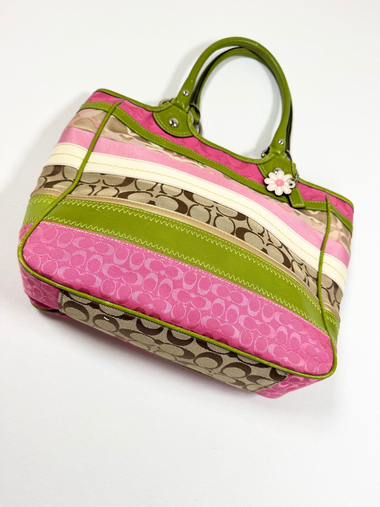 Coach Spring Pink & Green Bleecker Bag ♡