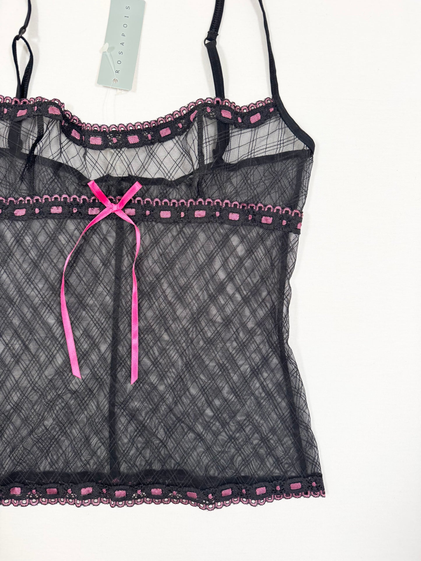 Black & Pink Ribbon Cami ♡ S